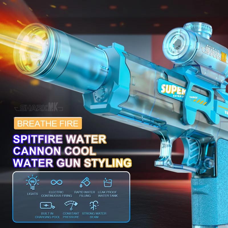Simulated Firing and Recoil Electric Water Gun Toys Children Automatic Sensor Lights Water Pistol Summer Outdoor Beach Kids Toy