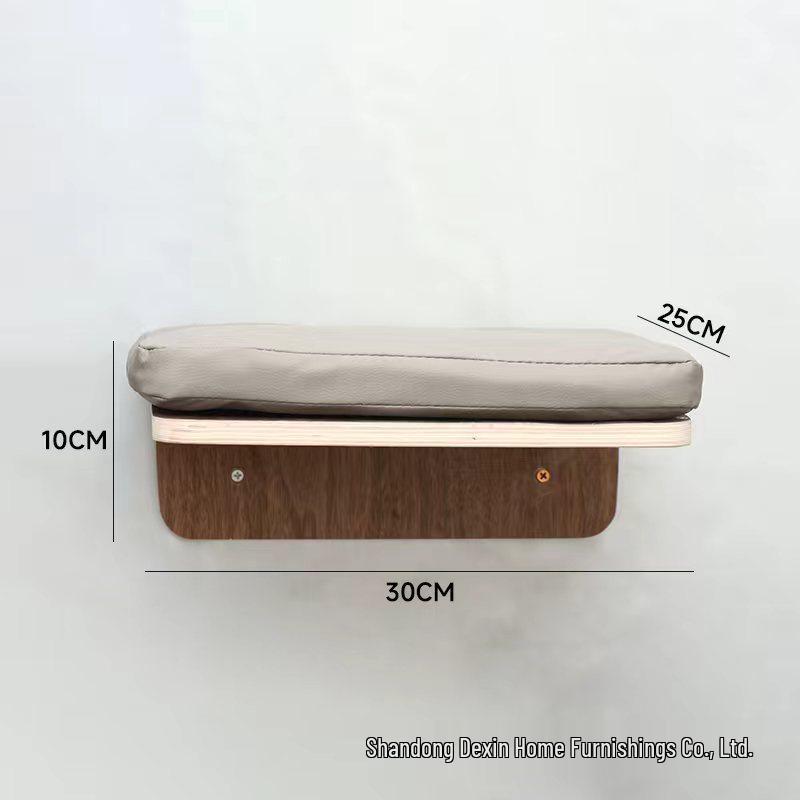 Настенный кошачий лазательный комплекс и когтеточка из массива дерева с прыжковой платформой и кошачьей лежанкой. As Shown