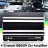 12V 5800 Watt 4 Channel Car Audio Power Amplifier Amp Aluminum Alloy Black 20Hz~20KHz