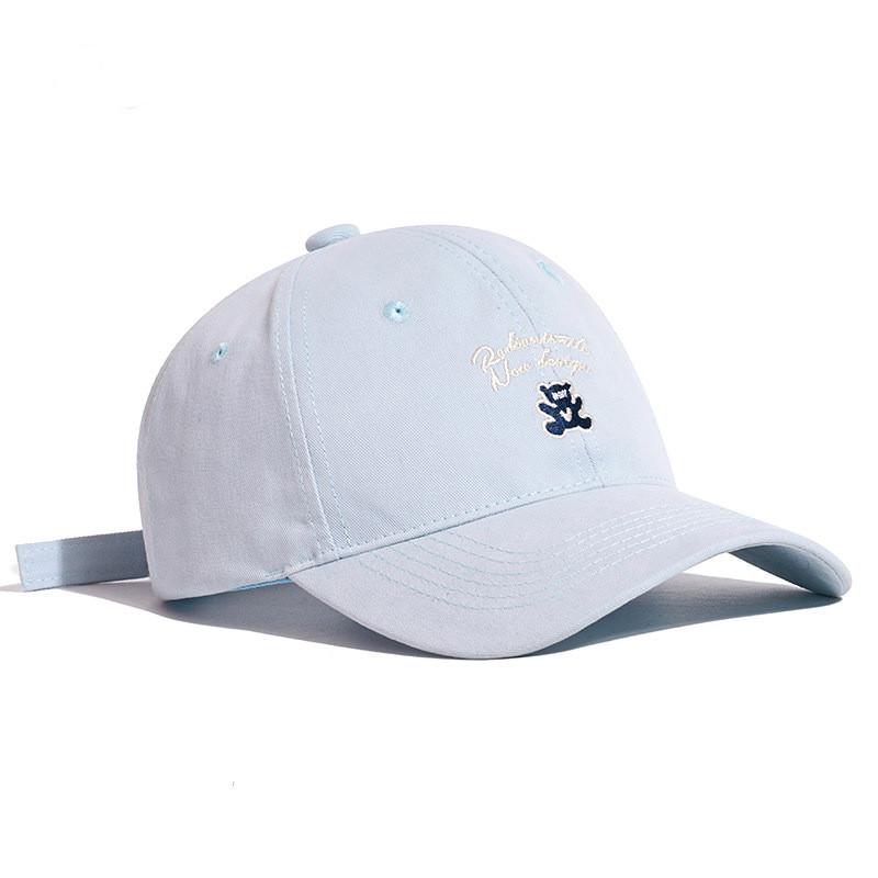 Cute Korean Style Embroidered Cotton Baseball Cap With Wide Brim For Casual Wear