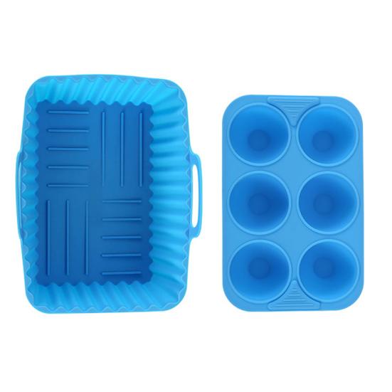 Air Fryer Liners Silicone Baking Tray Rectangular Non-Stick Mold for Cakes Jelly Pudding Dishwasher Safe Air Fryer Accessories