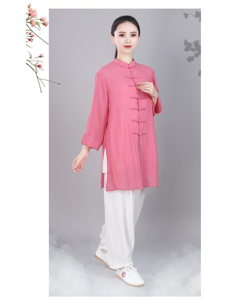Women's Summer Linen Tai Chi Suit - Chinese Style Martial Arts Practice Uniform