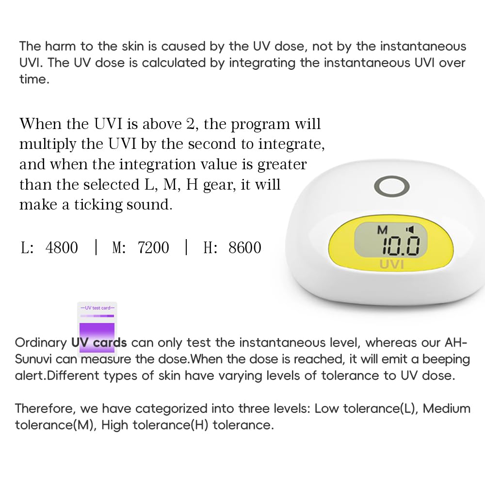Sluneční světlo UV index UV pípnutí srdce, když měřič doby používání není omezen, alarm, spálenina od slunce,