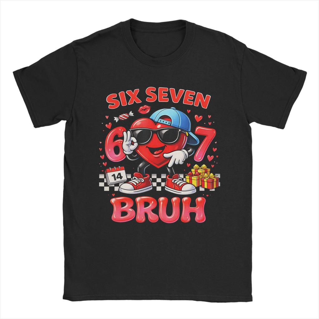 Casual T Shirt Summer Six Seven 6 7 Meme Dabbing Heart Valentines Hip Hop T Shirts  100 Cotton Tshirt for Mens Y2K Top Tees
