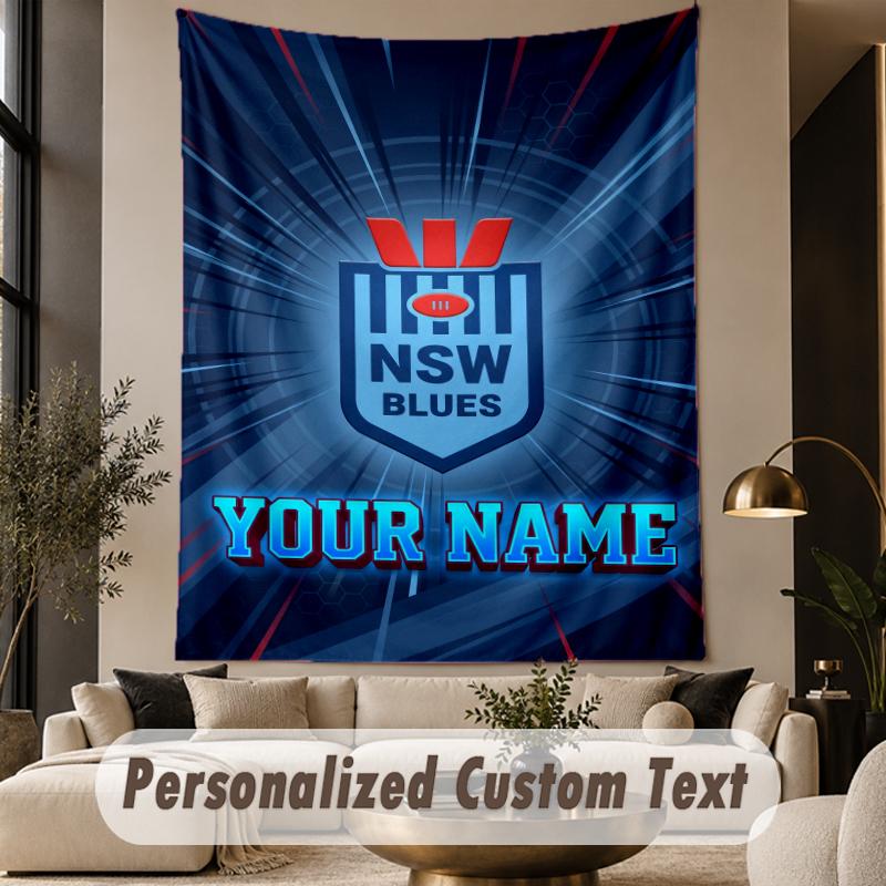 Custom Text Tapestry NSW Blues Logo Print Wall Tapestry Indoor Living Room Wall Decor