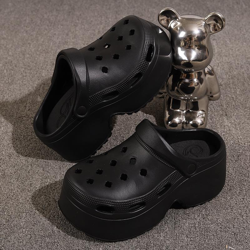 

Мода 2025 Новые милые DIY тапочки на платформе с бантом для женщин Летняя садовая обувь Толстая подошва Девочки Домашние уличные сандалии Модные клоги 40-41 чёрный