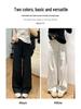Women's White Wide-Leg Pants - Spring/Autumn 2025, Loose Cotton-Linen Denim, Floor-Length Casual Style