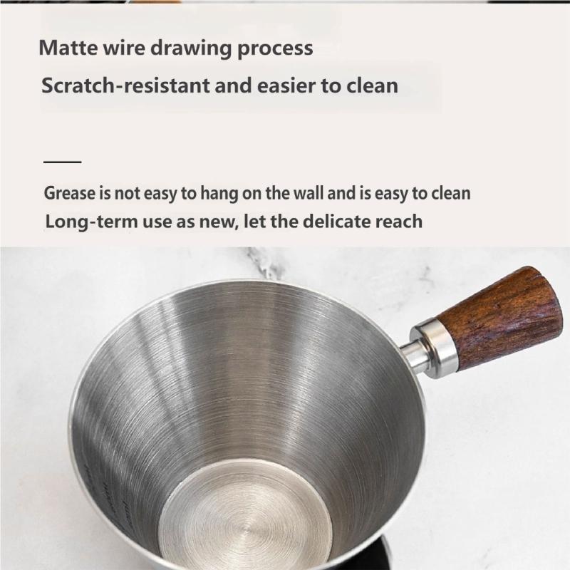 Practical Espresso Filter Cup With Handle and Scale Stainless Steel Milk Ounces Cup With Measurement Marks
