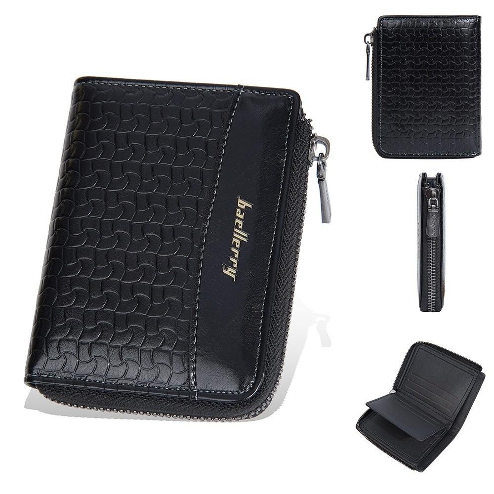 

Мужской короткий кошелек из кожи с английской буквой, кожаный мужской кошелек, портативный карманный кошелек, для ежедневного использования чёрный