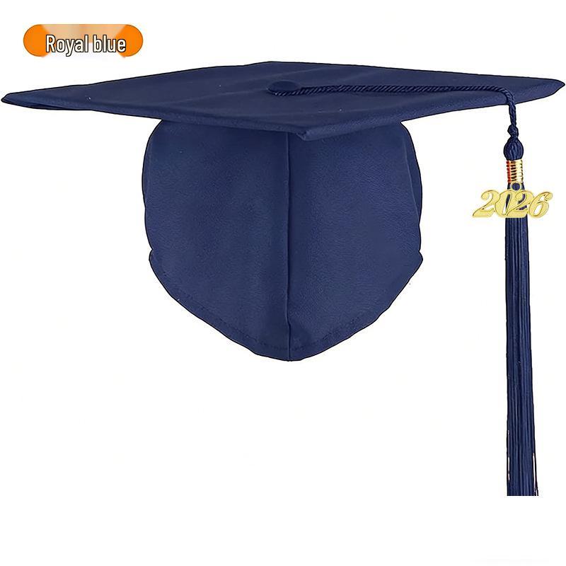 Matte Black Graduation Cap with 2026 Tassel for High School and University Bachelor Degrees