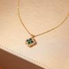 Cats Eye Stone Cube Pendant Necklace Earring Set Dopamine Chic Minimalist Geometric Jewelry Women