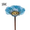 Bee Watering Station Metal Flower Yard Stake Handmade Ground Insert Bird Butterfly Water Bath Feeder Drinking Bowl Outdoor Decor for Garden Lawn