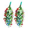 Yousheng Patriotic Hanging Flowers, Artificial Red White Blue Flowers Hanging Basket, Outdoor 4th of July Hanging Flower Basket for Porch Garden Decor