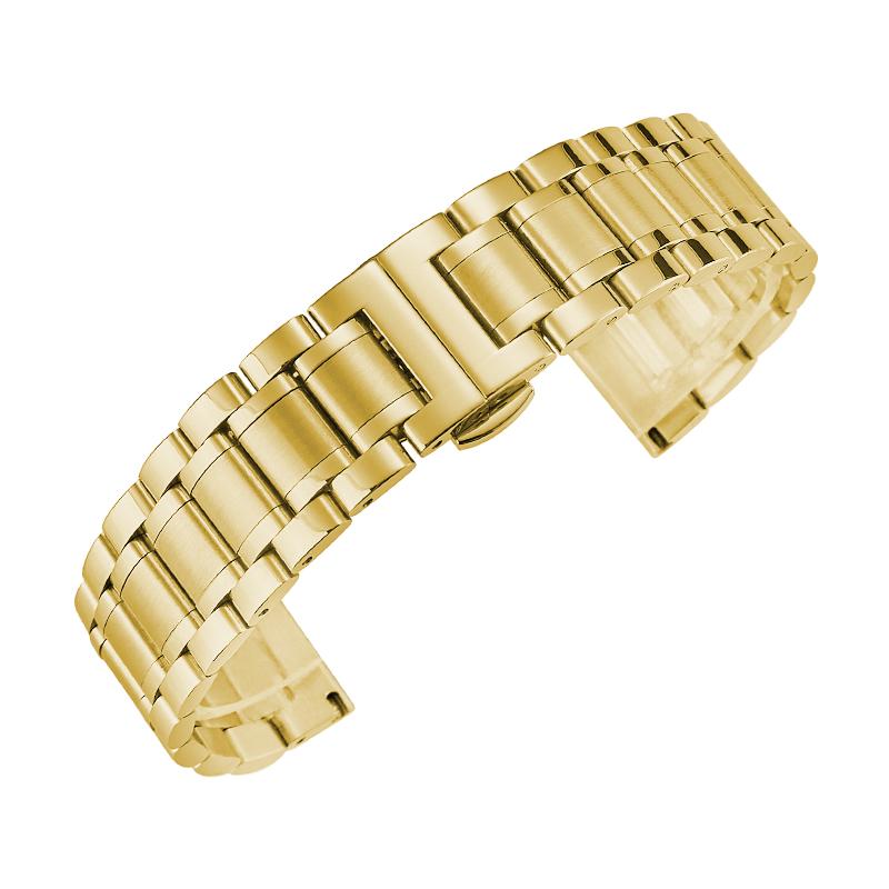 Solid Stainless Steel Watch Strap Universal Watch Chain Butterfly Clasp Watch Bracelet 12 14 13 15 17 18 19 20 22mm