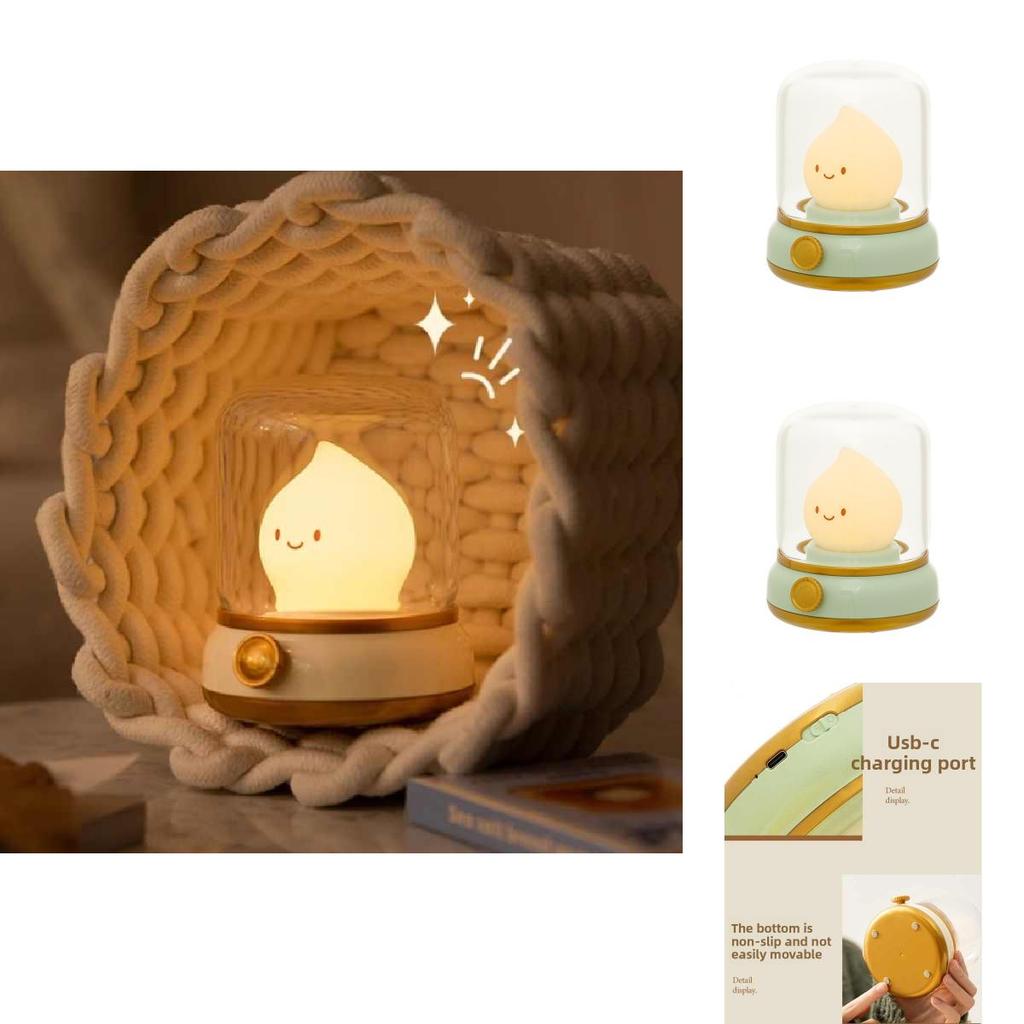 Childrens Cartoon Flame Shape Night Light With Rechargeable Abs Material For Bedroom Decor
