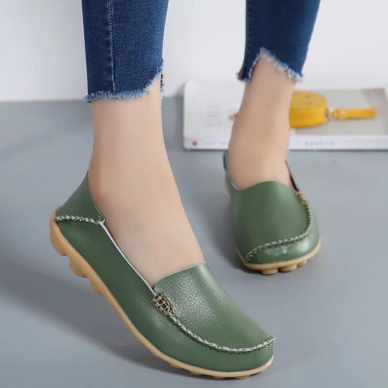 Flat Shoes Women Slip On Shoes for Women's Moccasins Genuine Leather Loafers Women Flats Ladies Shoes Plus Size Sapato Feminino