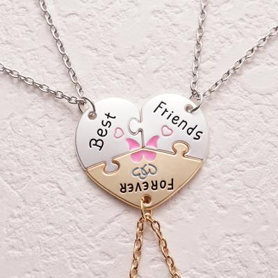 3 Stuks/set Best Friends Forever Hartvormig Hanger Ketting Voor Vrouwen Verstelbare Liefde Gebroken Hart BFF Choker Feest Sieraden Accessoire