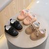 Spring/Autumn Lace-Up Single Shoes for Boys and Girls 0-1-2 Years Old, Soft-Soled Walking Shoes, Cartoon Leather Shoes.