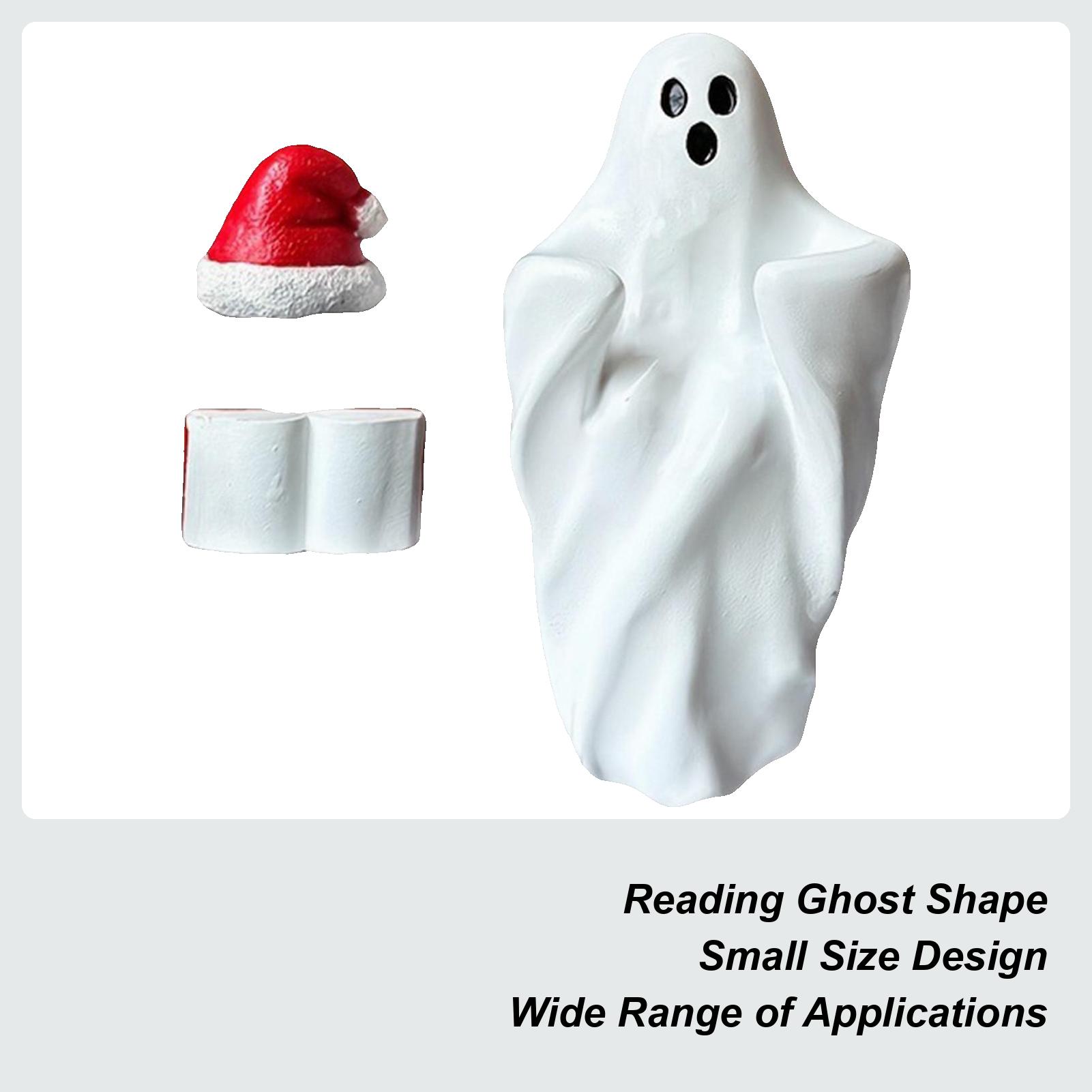 Хэллоуин Читающий Призрак Декоративное Украшение Статуэтка из Смолы с Рождественской Шляпой Настольный Декор Сидящая Фигурка Призрака Читающая Книгу China Mainland