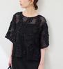 ROPE PICNIC Mesh Cord Embroidered Pullover Top In Black Women's (01)