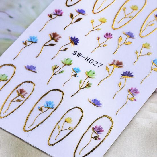 Floral Nail Art Stickers Self-adhesive Spring Summer Flower Pattern Women Manicure Decoration Decals Home Salon DIY Nail Supplies