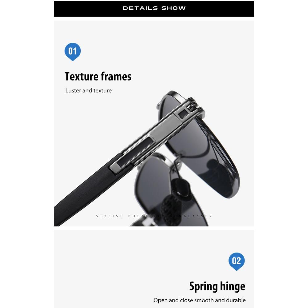 aoron Borderless Men's Polarized Sunglasses Large Frame Two-color Metal Square Sunglasses