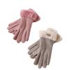 Autumn and Winter Gloves for Women's Trendy Wool Knitted Plus Velvet Touch Screen Warm Outdoor Riding Electric Bike Driving
