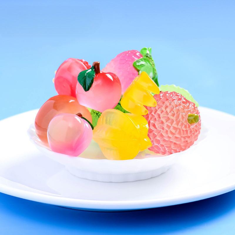 10Pcs/lot Multicolors Luminous Fruit Miniatures Glow In the Dark Resin Ornaments Fairy Garden Decoration Micro Landscape