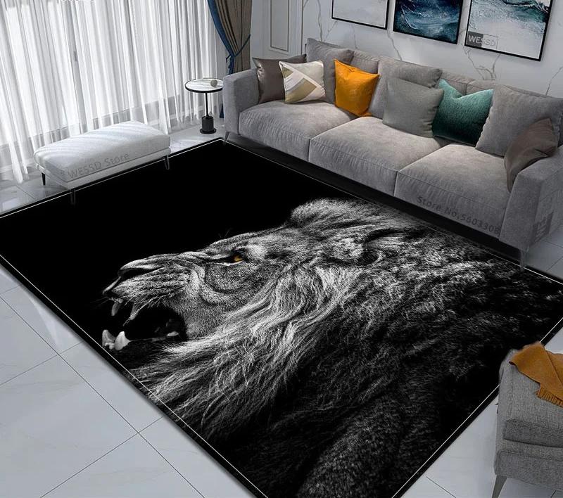 3D Animal Lion Printed Carpet Creative Door Floor Mat Soft Doormat Non-slip Floor Mat Living Room Rug Home Decoration Washable