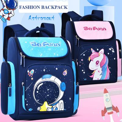 Sevimli Karikatür Unicorn Astronot Okul Çantası Nefes Alabilir Sırt Koruması 1-3-6 Sınıf İlkokul Öğrencileri Kitap Çantası Naylon Su Geçirmez Çocuk Sırt Çantası