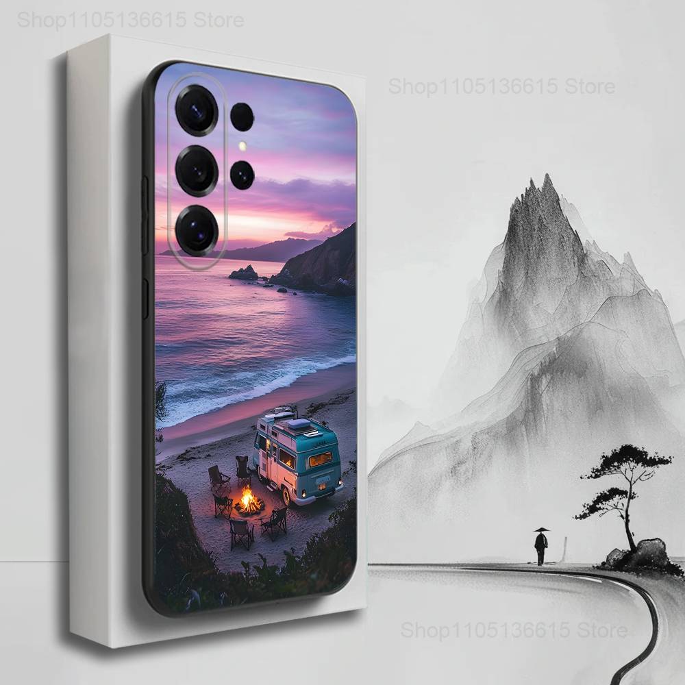 

Cartoon Art Combi Van Surf Phone For Samsung S22,Ultra,S25,S24,S23,FE,Plus,S21,S20,Lite,S10,S9,Soft Silicone Black SamsungS21plus