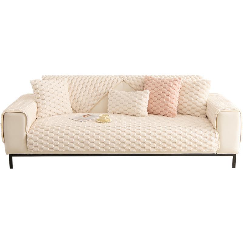 Winter Thick and Warm Plush Sofa Mat Nordic Minimalist Anti Slip Sofa Seat Cushion Three Dimensional Embossed Anti Slip Full Package Sofa Dust Cloth