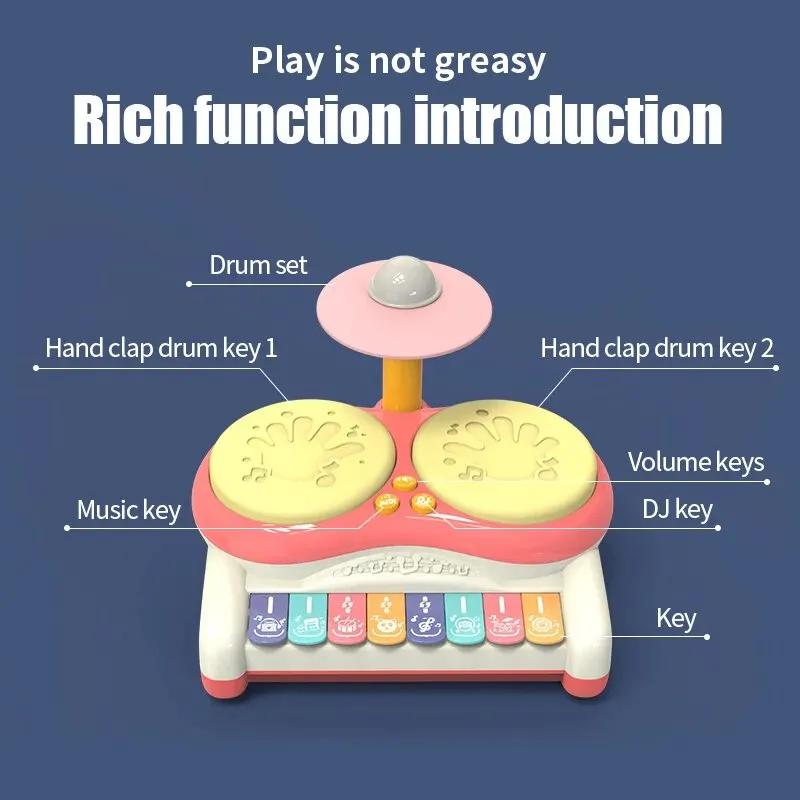 Children's Drum Kit Multifunctional Drumming Instrument Playset Jazz Hand Keyboard Piano Drums Baby Educational Music Gift Toys