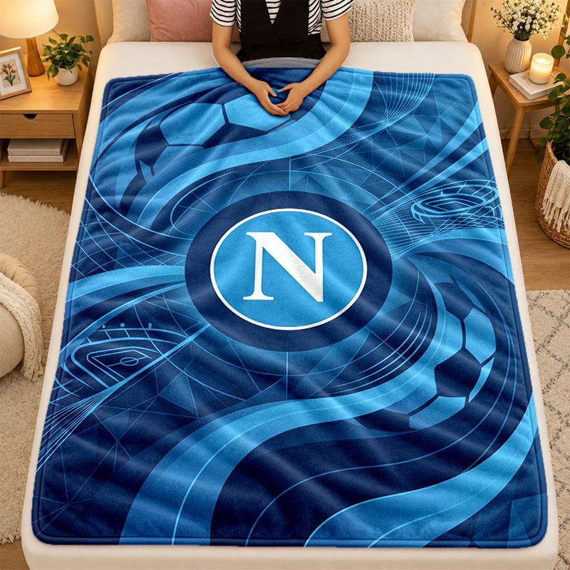 Koc Flanelowy Napoli FC Ciepły Miękki Koc Rzutowy do Użytku Wewnętrznego Sofa Łóżko Salon