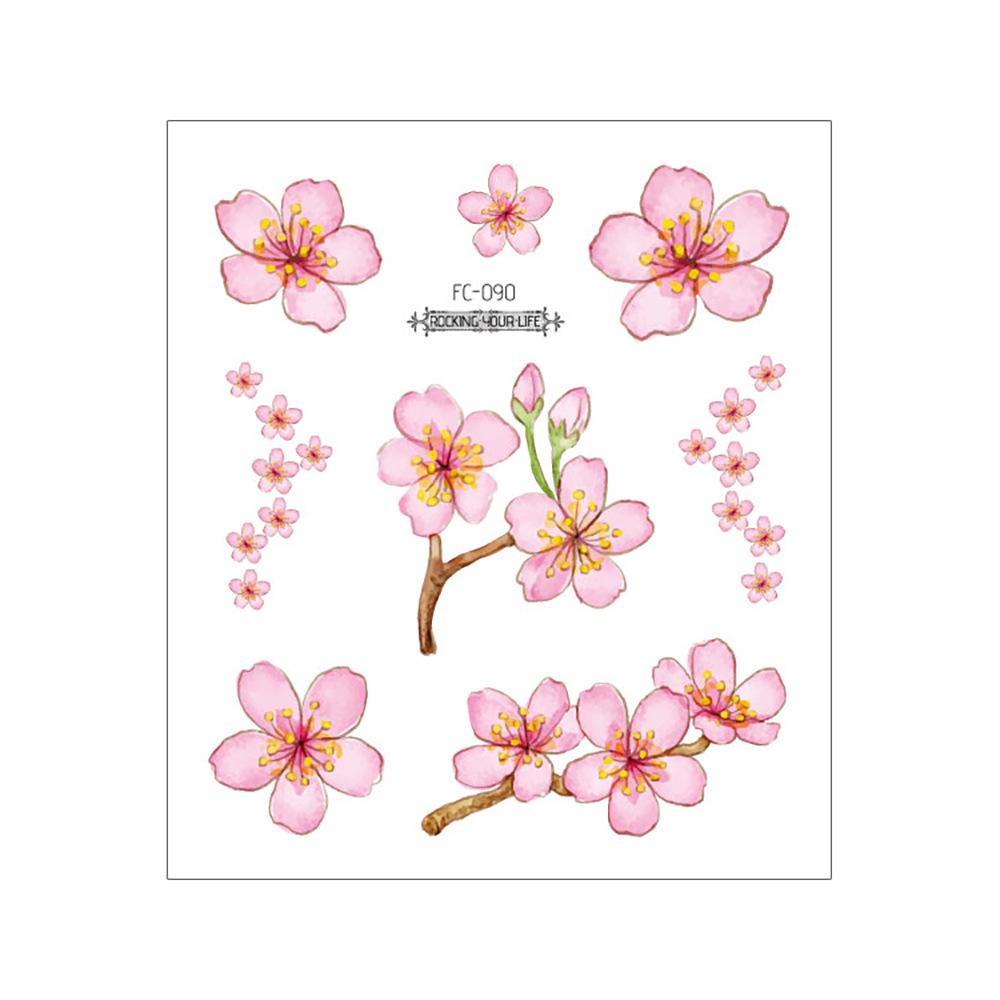 Waterproof Cherry Blossom Tattoo Sticker - Elegant Small Fresh Flower Design for Arm or Collarbone