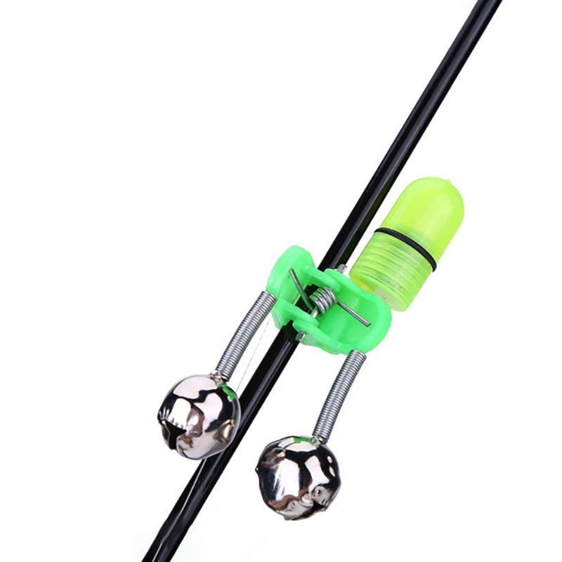 10Pcs Fishing Rod Bite Alarm with LED Light Plastic Clip On Bell Alert for Sea Fishing and Night Angling