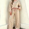 Womens Polka Dot Casual Two-Piece Set With Multiple Pockets Long Sleeve Hoodie Pants Soft Stretch Fabric