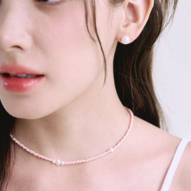 NUOY Baby Pink Beaded Pearl Necklace