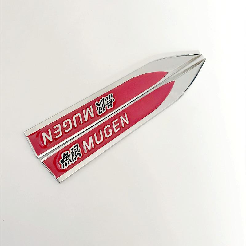 

1Pairs 3D Metal Mugen Side Fender Emblem Badge Sticker Car Body Styling Accessories For Honda Civic Odyssey Accord CR-V FIT City червоний