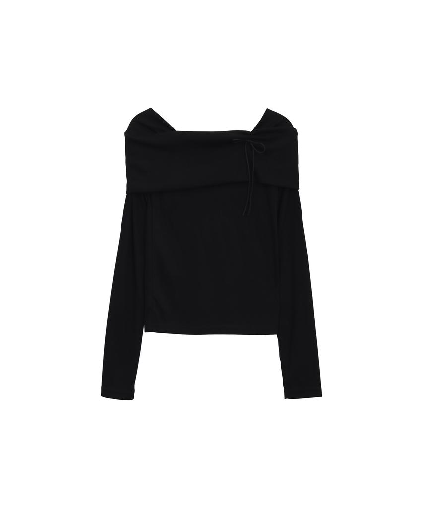 PINK PINEAPPLE Edge Off-Shoulder T-Shirt_Black