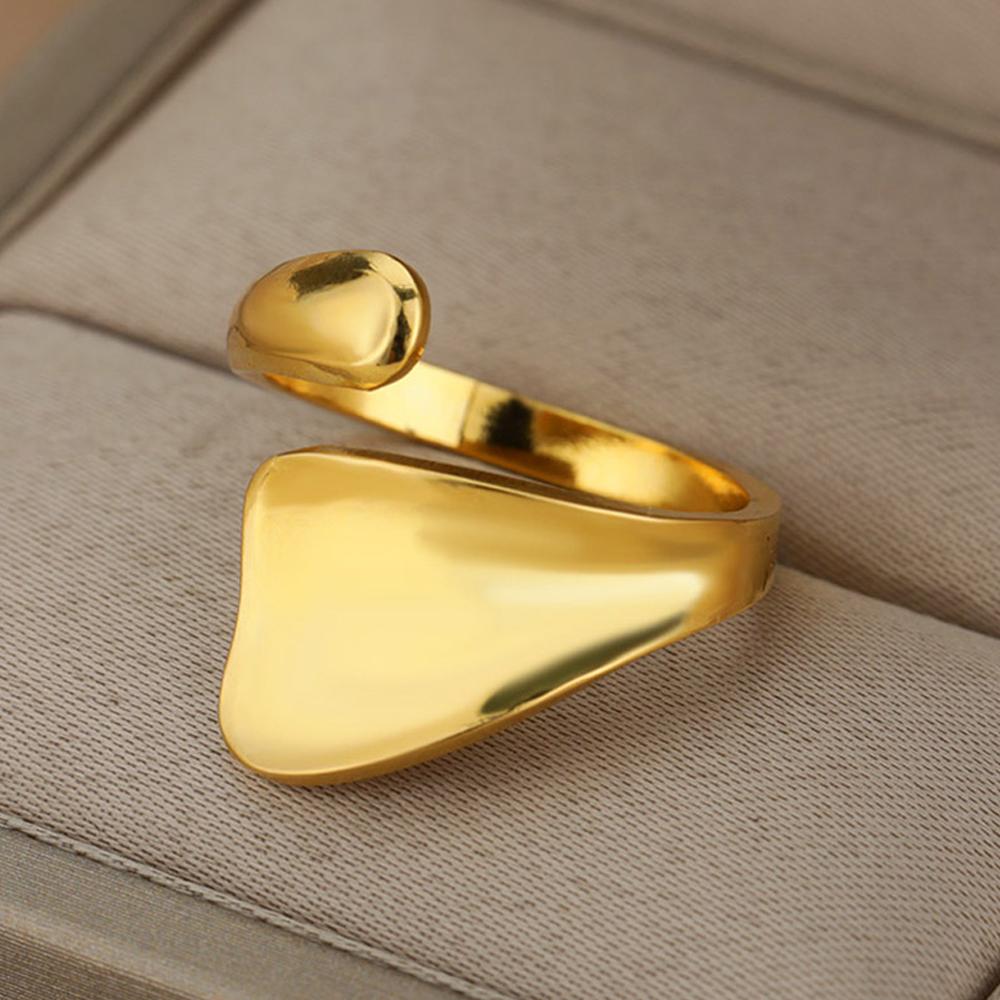 Stainless Steel Rings For Women Men Gold Color Hollow Wide Open Ring Female Male Fashion Wedding Party Finger Jewelry Gift