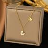 ANENJERY L316 Stainless Steel White Shell Heart Pendant Necklace for Women Dainty Simple Tender Clavicle Chain Jewelry Gift