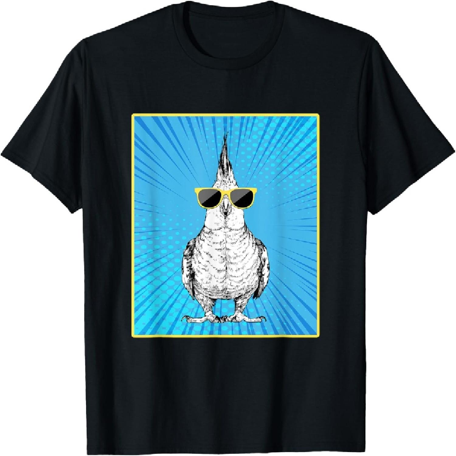 Cockatiel Portrait Pop Art Cockatoo Parrot Bird Sunglasses T-Shirt S