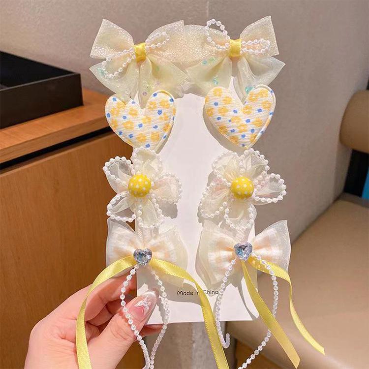 Children's Bow Hair Clip Set - Colorful Heart Hairpins for Girls