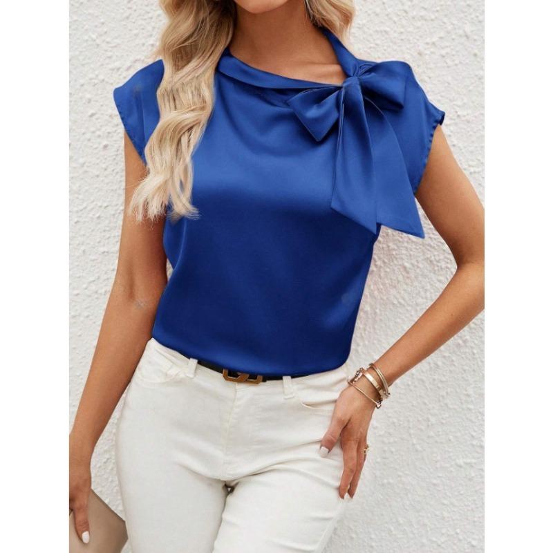 Damen Sommer Neues Top mit halber Schleife und Nischendesign