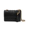 Fleming Diamante Matelassê Estampado com Relevo Pingente de Franja Corrente Trançada Bolsa de Ombro Bolsa de Ombro Feminina Preto 76997-001