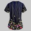 Women's Fashion Printed Work Uniform With Pocket T-Shirt Short Sleeve Top