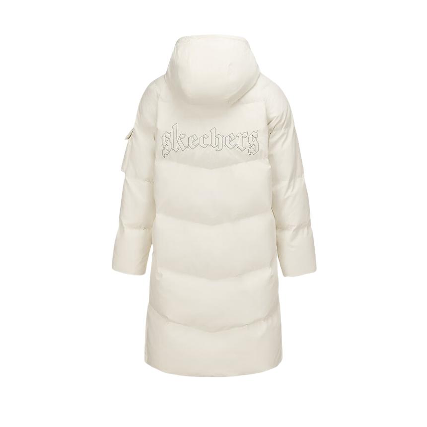Skechers Windproof Water-Repellent Warm Comfortable Loose-Fit Street Fashion Versatile 600 Fill Duck Down Long Hooded Jacket L425U018-0074