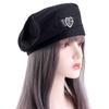 Casual Adjustable Girls Female Winter Autumn Love Heart Leather Buckle Beret Painter Hat Women Caps