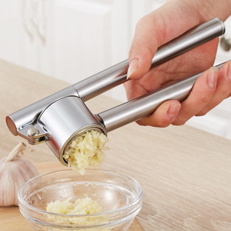 Stainless Steel Garlic Masher & Mincer - Large Manual Kitchen Press